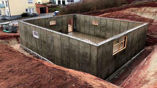 Wasserundurchlässiger Keller in der Bauphase