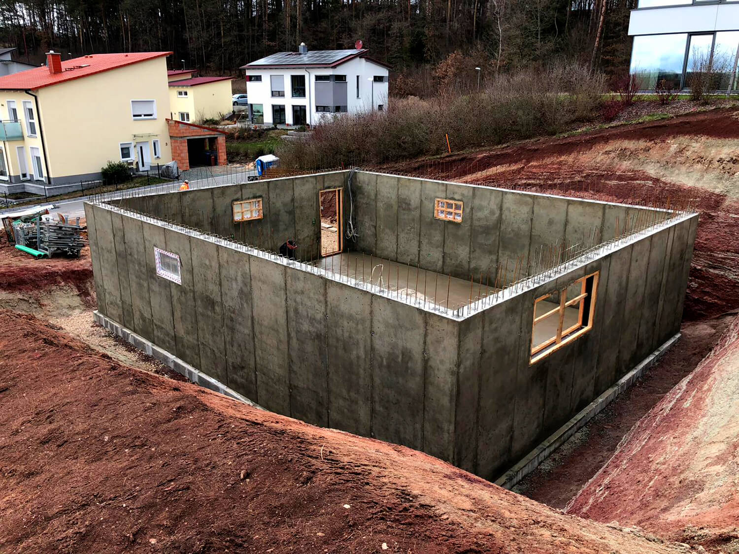 Wasserundurchlässiger Keller in der Bauphase